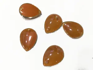 Peach Brown Drop Glass Stone (With Hole- 25x18 mm)