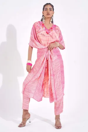 Pink Printed Straight Fit Pants