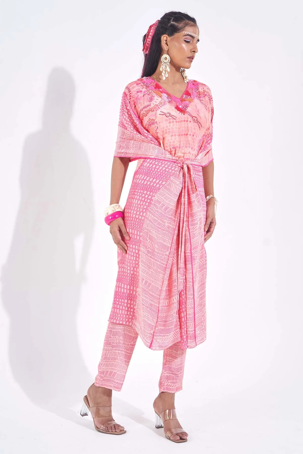 Pink Printed Straight Fit Pants