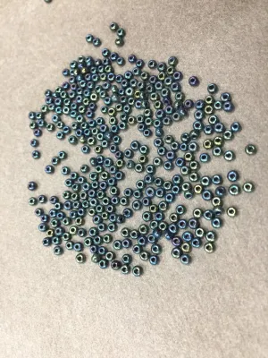 Premium Blue Metallic Rainbow Round Rocaille Glass Seed Beads (Wholesale)