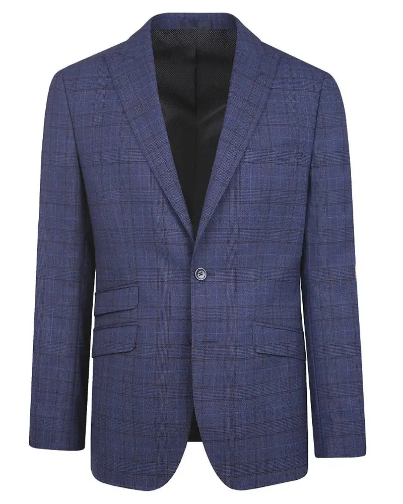 Prince Of Wales Check Suit Jacket - Navy / Purple