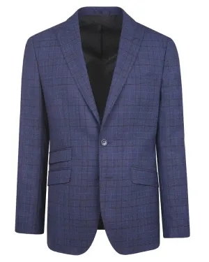 Prince Of Wales Check Suit Jacket - Navy / Purple