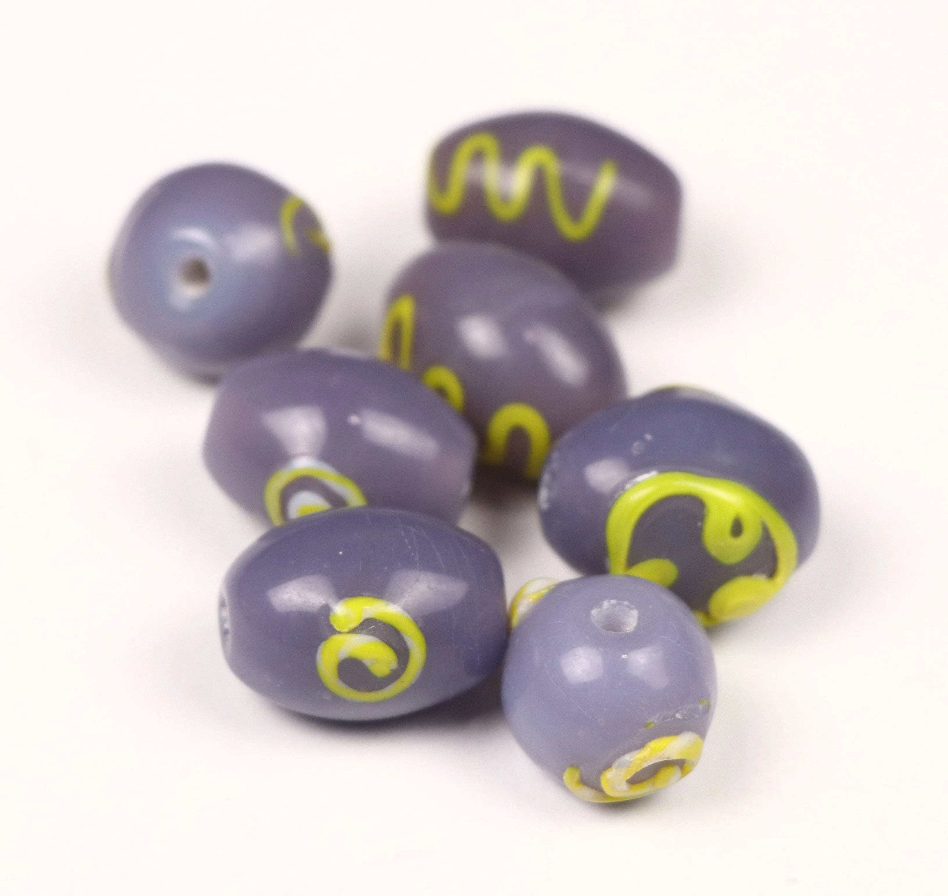 Purple Oval Designer Glass Beads - 12x18 mm