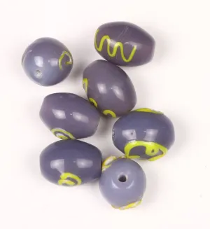 Purple Oval Designer Glass Beads - 12x18 mm