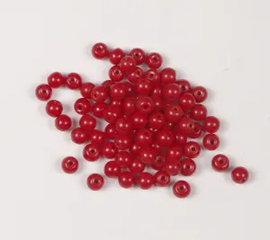Red Fancy Round Glass Beads- 6 mm