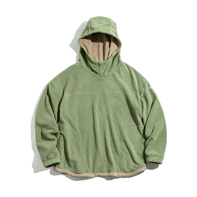 Retro Polar Fleece Hooded Sweater Loose Warm Jacket