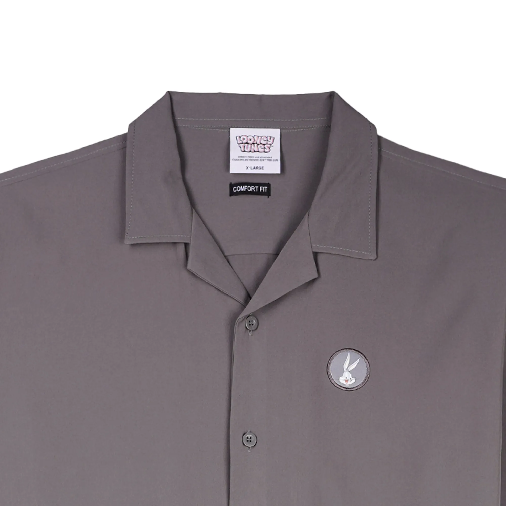 RRJ x Looney Tunes Men's Basic Woven Shirt Comfort Fitting Easy Iron Fabric 163052 (Dark Gray)
