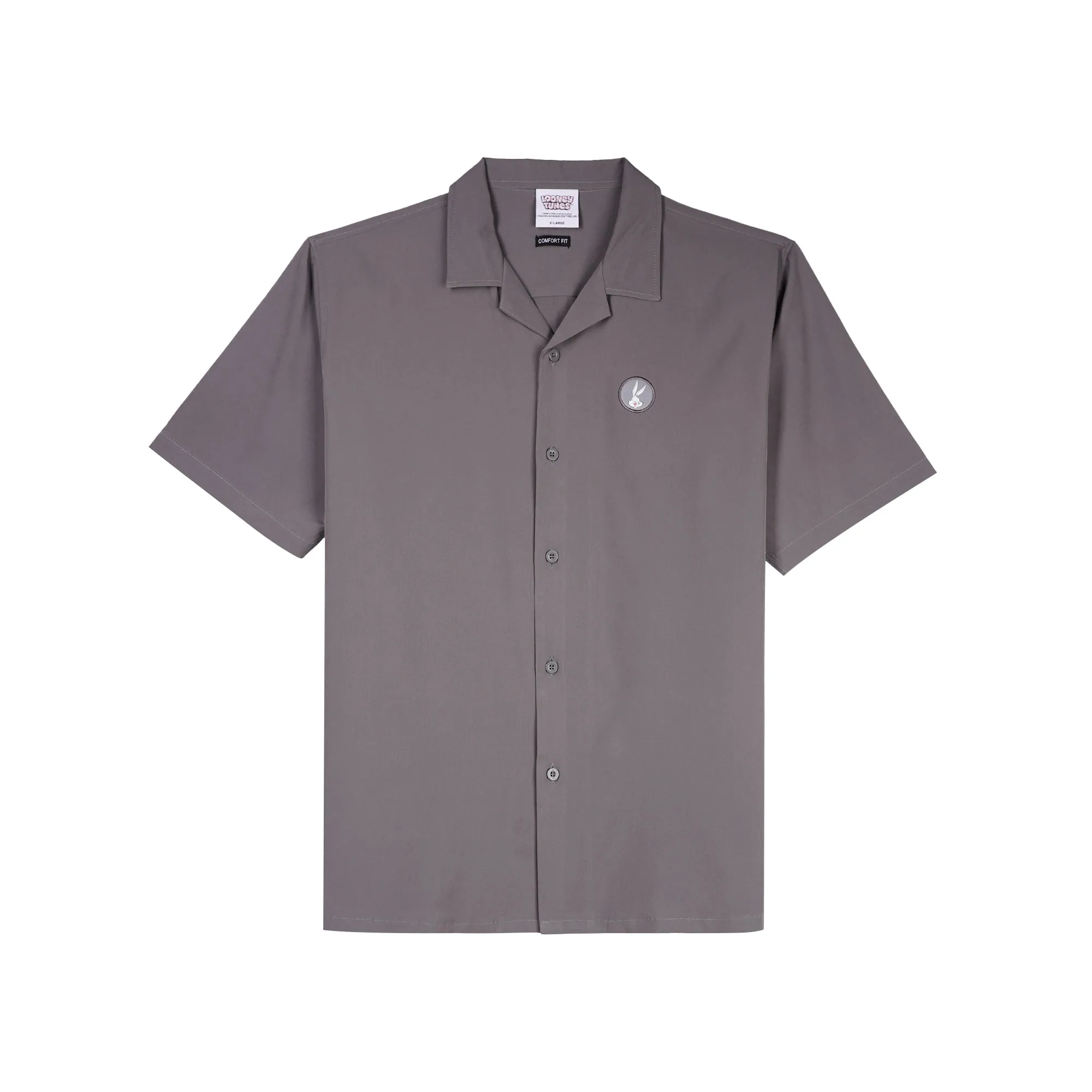 RRJ x Looney Tunes Men's Basic Woven Shirt Comfort Fitting Easy Iron Fabric 163052 (Dark Gray)