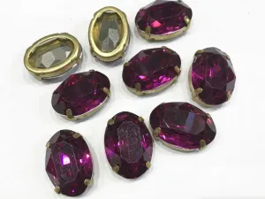 Ruby Pink Oval Resin Stones with Catcher (25x18 mm) (Wholesale)