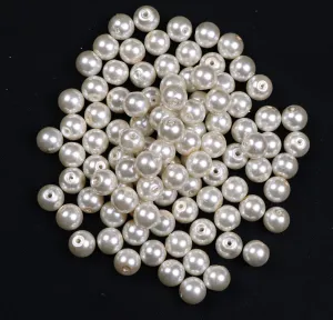 Shiny White Glass Pearls - 10 mm
