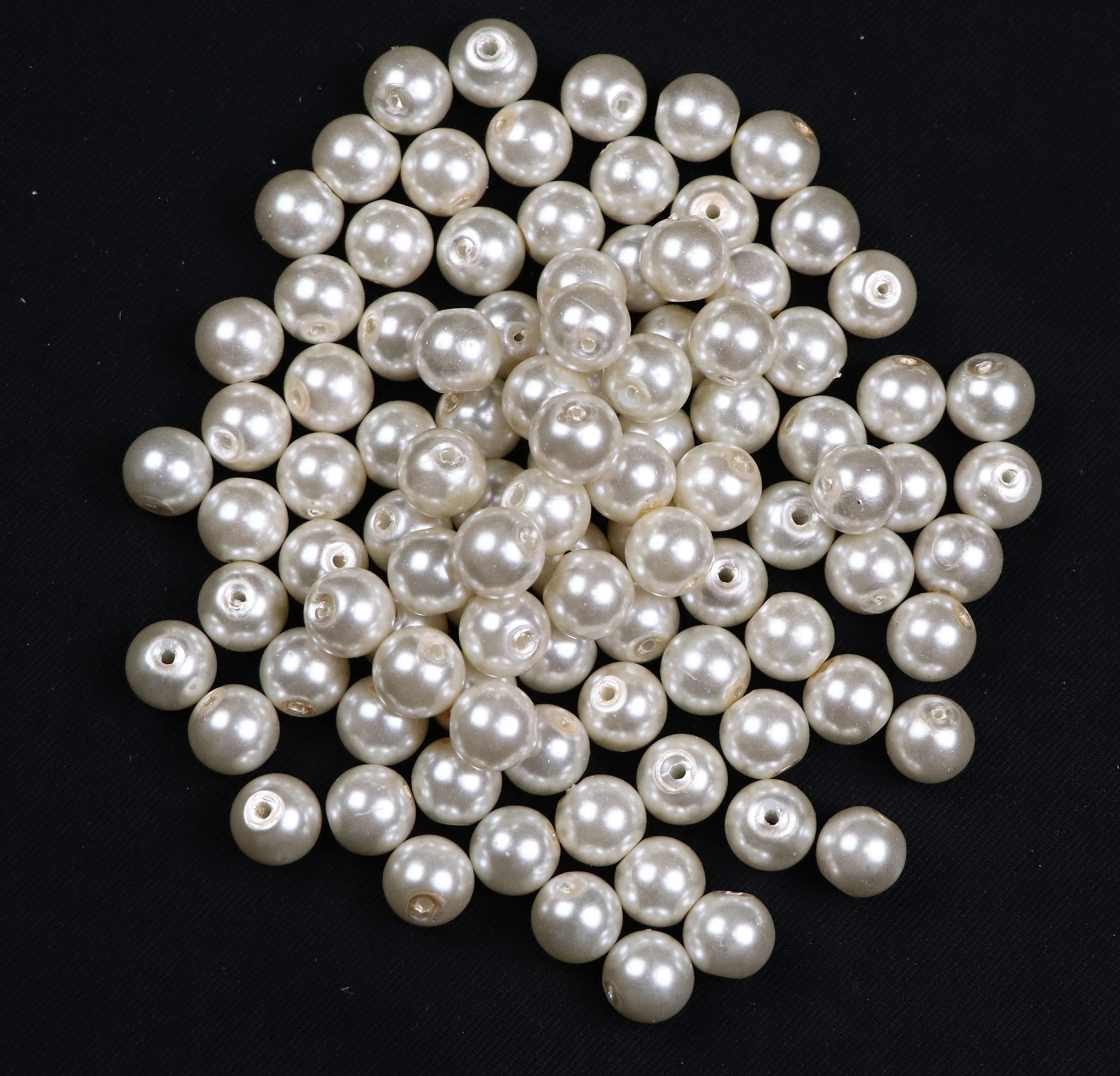 Shiny White Glass Pearls - 10 mm