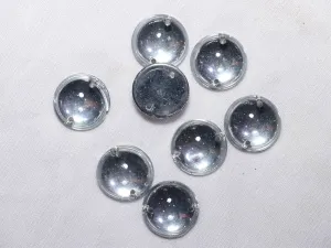 Silver Circular 2 Hole Glass Stones- 16 mm