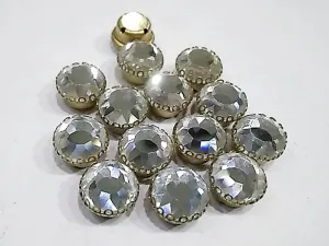 Silver Circular Glass Stones with Catcher- 10 mm
