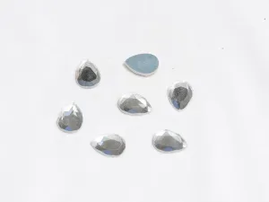 Silver Drop Glass Stones - 18x13 mm
