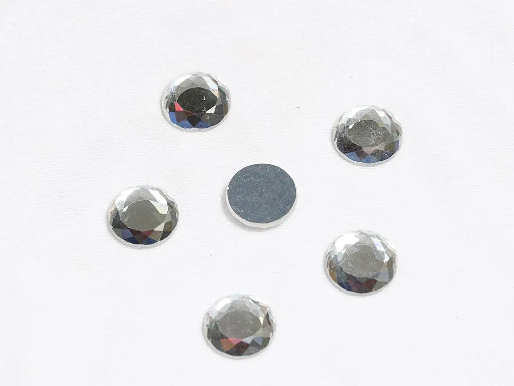 Silver Flat Circular Glass Stones - 20 mm
