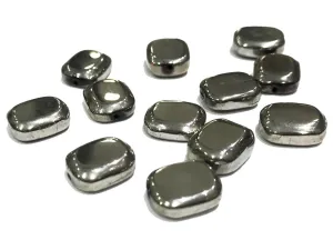 Silver Flat Oval Metallic Glass Stones (12x10 mm)