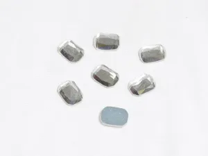 Silver Flat Rectangular Glass Stones -18x13 mm
