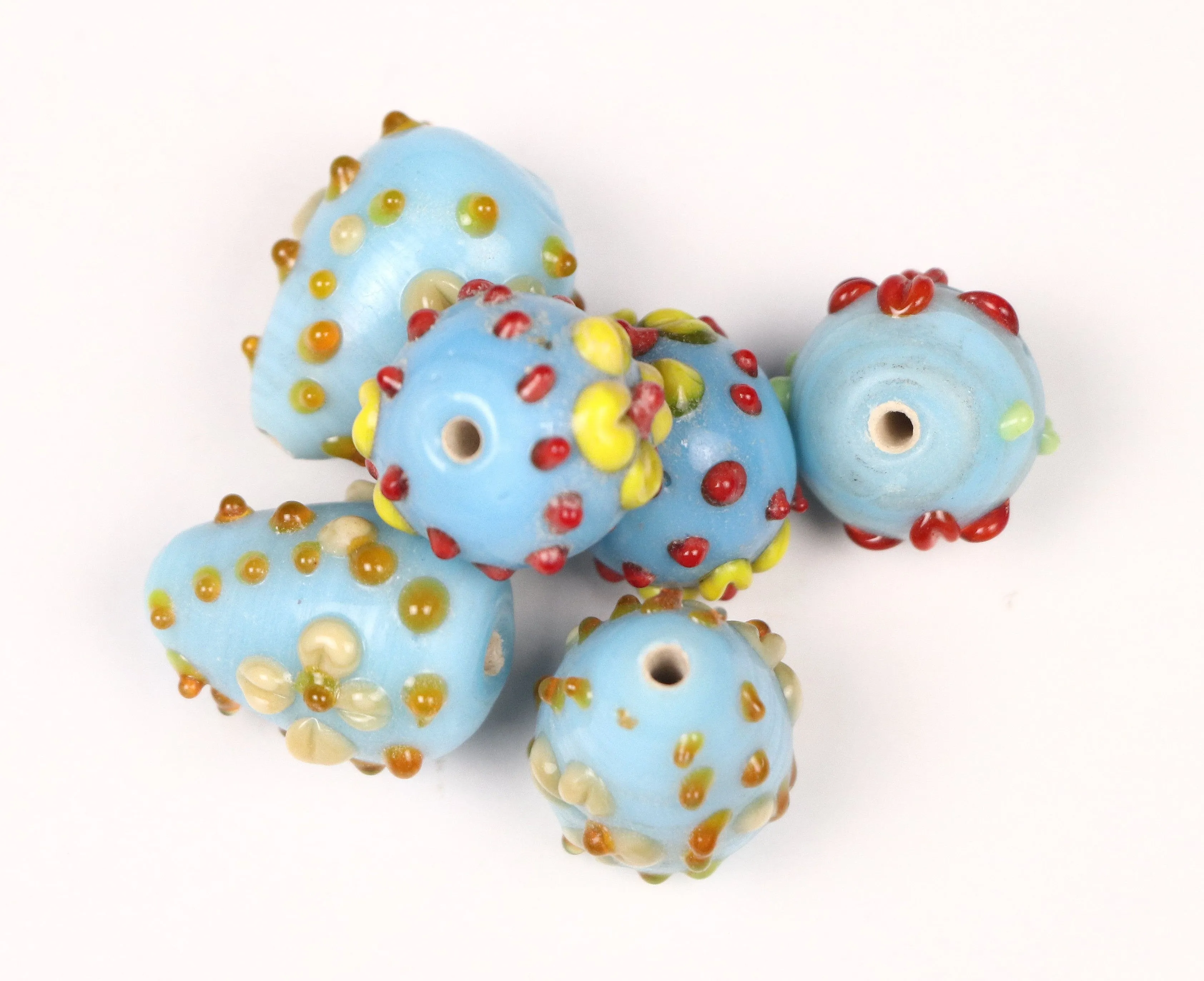 Sky Blue Designer Circular Glass Beads - 14 mm