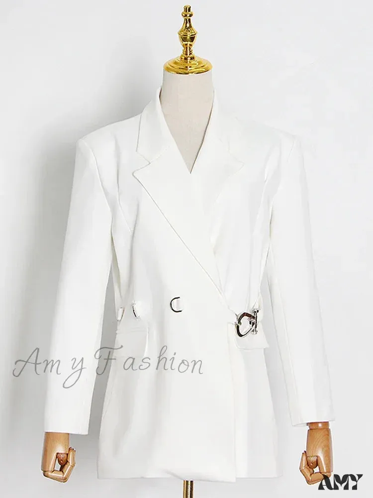 Solid Lapel Long Sleeve Notched Collar Single Breasted Patchwork Temperament New Fashion Style Blazer