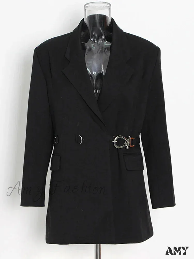 Solid Lapel Long Sleeve Notched Collar Single Breasted Patchwork Temperament New Fashion Style Blazer