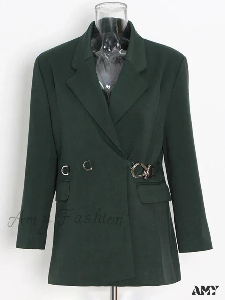 Solid Lapel Long Sleeve Notched Collar Single Breasted Patchwork Temperament New Fashion Style Blazer