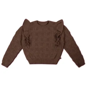 Sweater Ruffle Knit Warm Chocolate