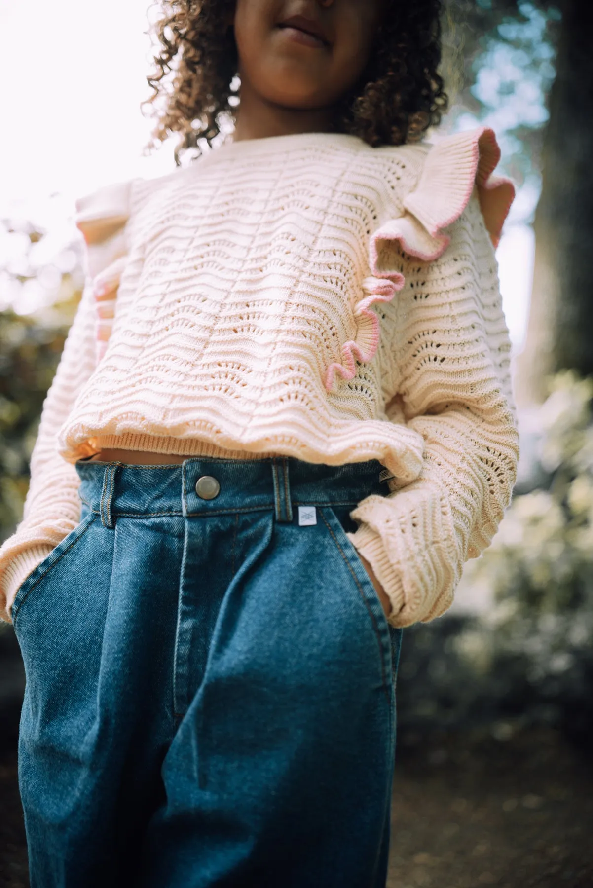 Sweater Ruffle Knit Warm Chocolate