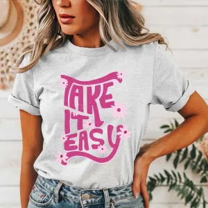 Take It Easy Pink Daisy Wholesale Tee