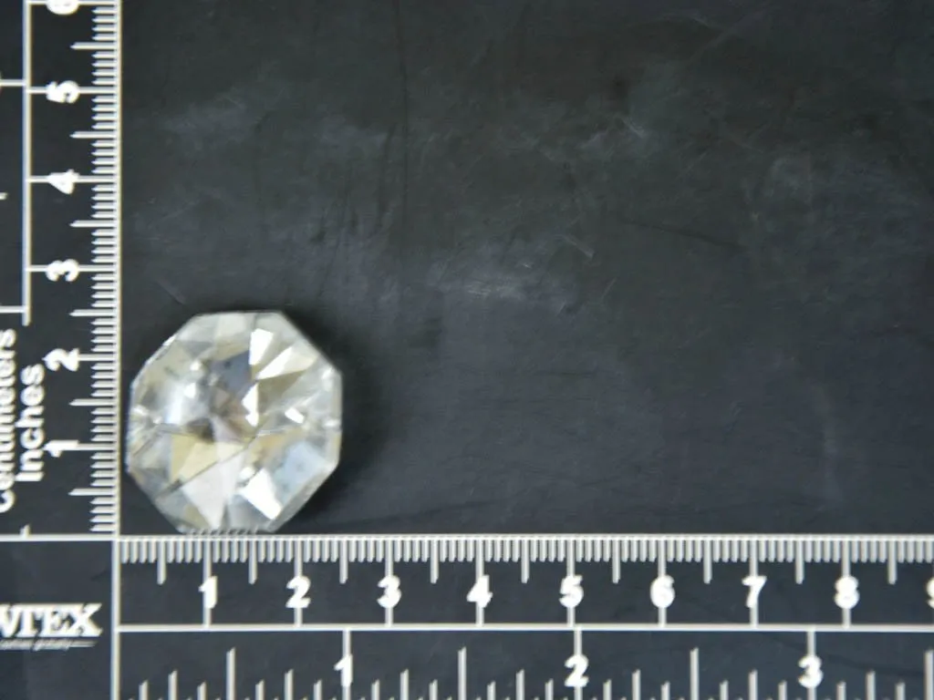 Transparent Octagonal 2 Hole Faceted Glass Stone