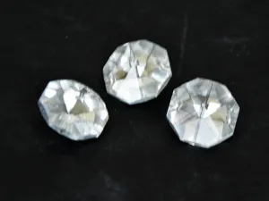 Transparent Octagonal 2 Hole Faceted Glass Stones