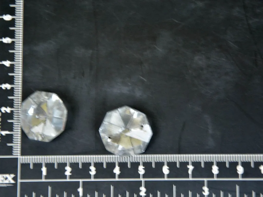 Transparent Octagonal 2 Hole Faceted Glass Stones