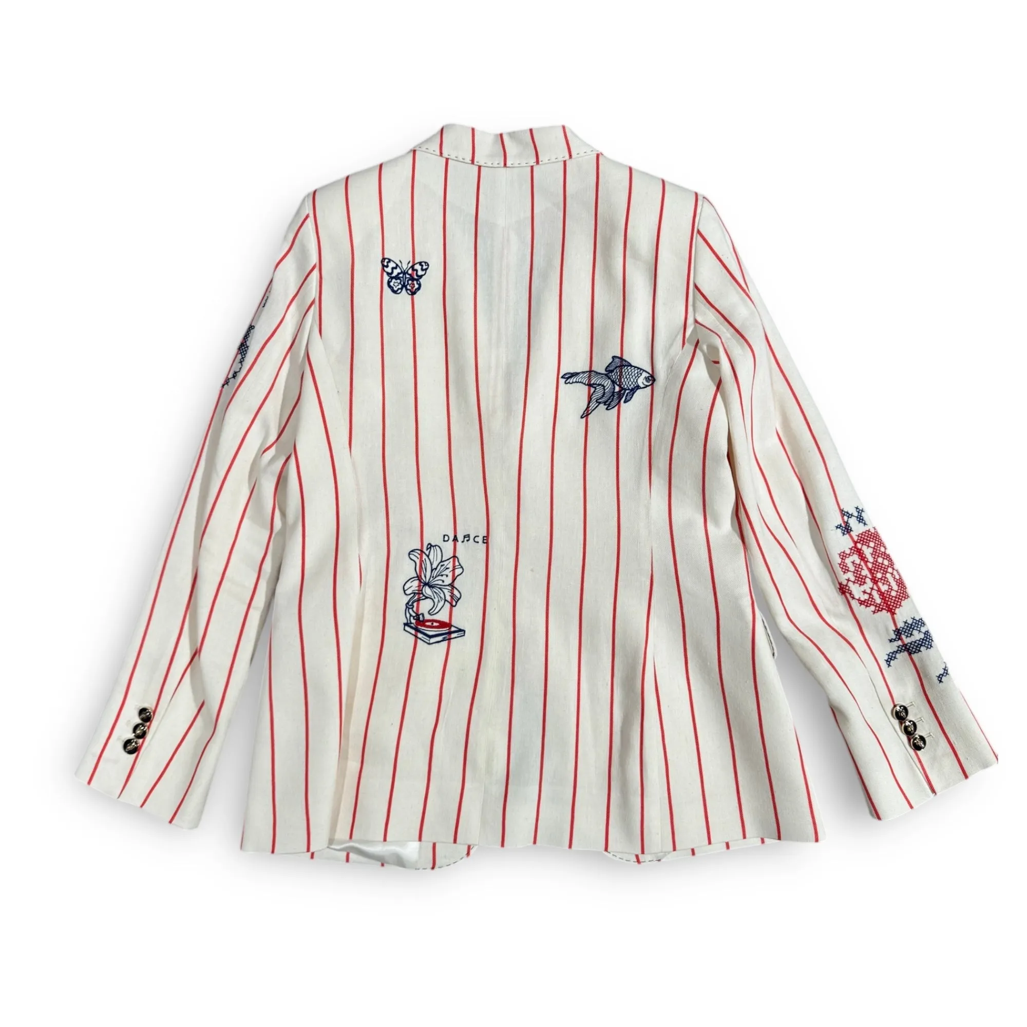 Vilagallo Summer Vibes Cream Pinstripe Blazer