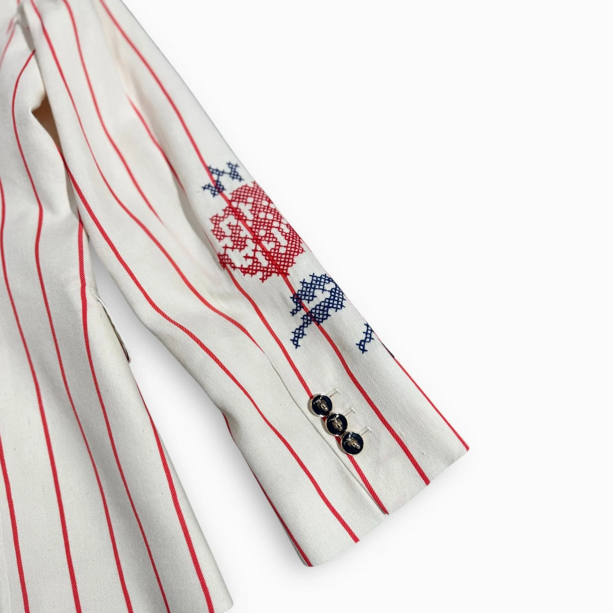 Vilagallo Summer Vibes Cream Pinstripe Blazer