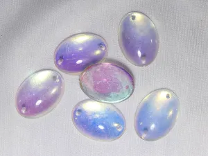 White Rainbow Transparent Oval Glass Stones- 25x18 mm