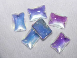 White Rainbow Transparent Rectangular Glass Stones - 25x18 mm
