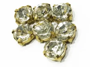 White Transparent Circular Glass Stones with Catcher (38 SS) (Wholesale)