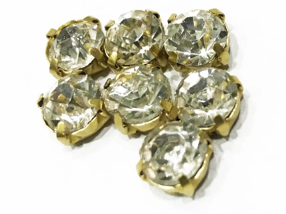 White Transparent Circular Glass Stones with Catcher (38 SS) (Wholesale)