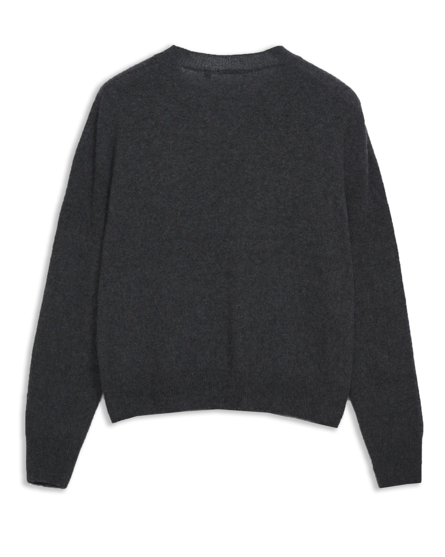 Women's Italian Brushed Cashmere Crew Neck Sweater in Charcoal