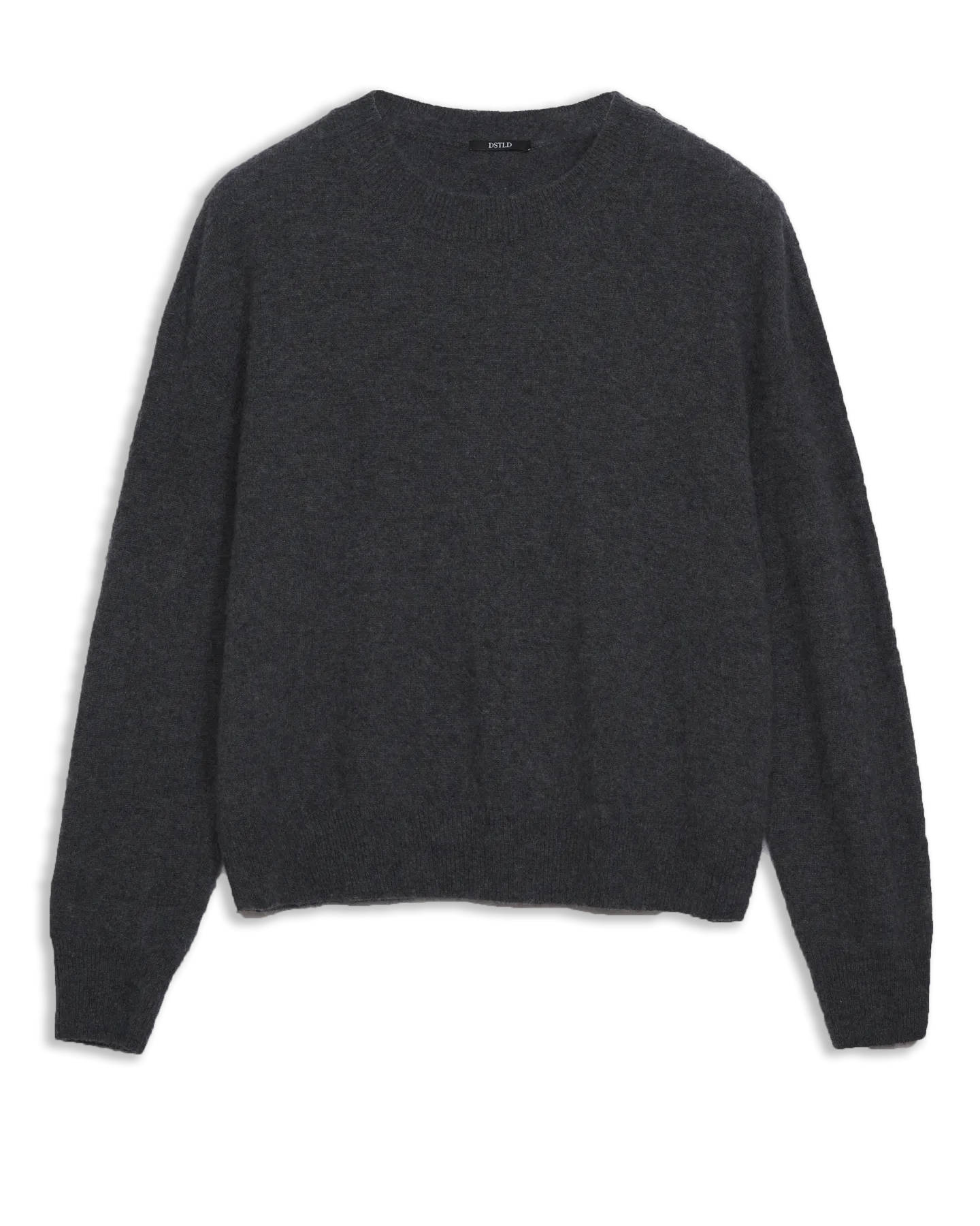 Women's Italian Brushed Cashmere Crew Neck Sweater in Charcoal