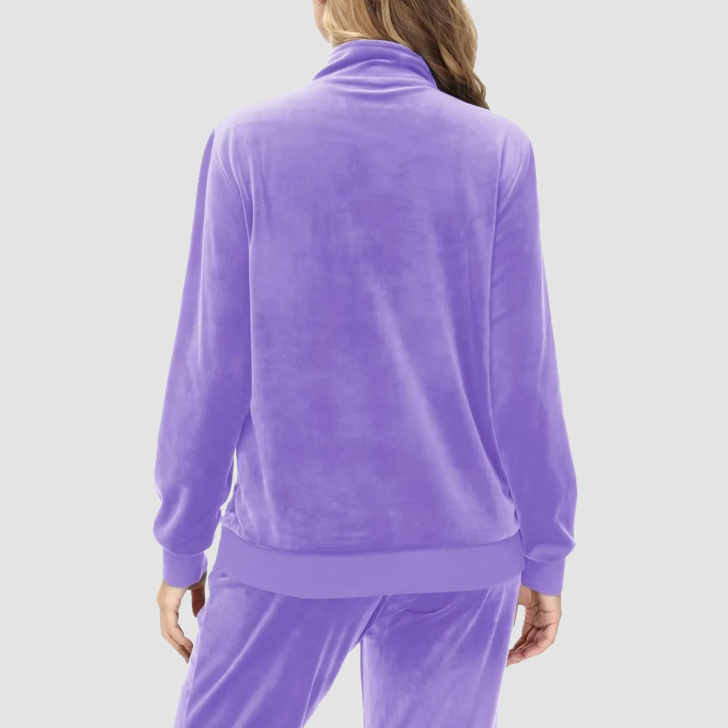 Women's Sweaters Half Zipper Long Sleeve Velour Sweatershirts Fleece Warm